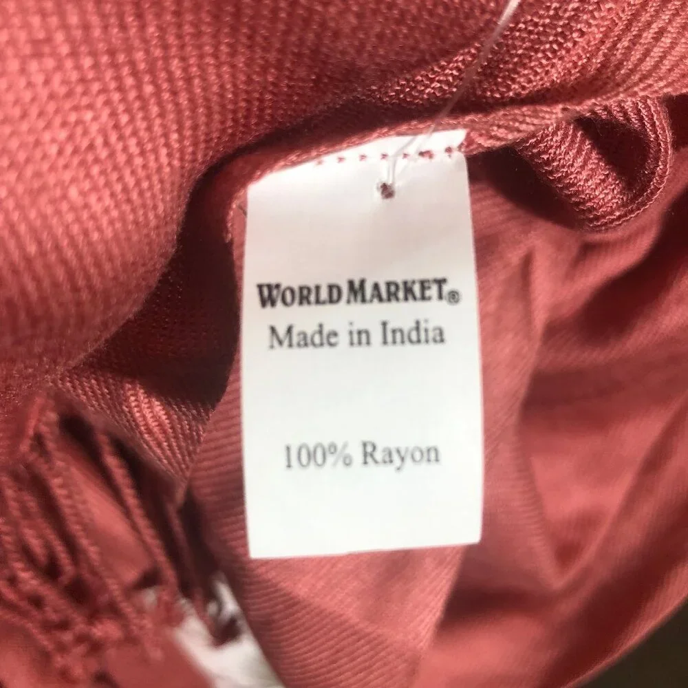 🌿 World Market Terracotta Scarf • Handcrafted Indian Artistry • Boho Chic Wrap